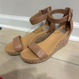 DV by Dolce Vita Nude Tan Espadrille Wedge Sandals with Ankle Strap